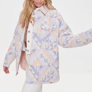 Forever 21 Quilted Floral Patternblock Shacket jacket coat Small S NEW